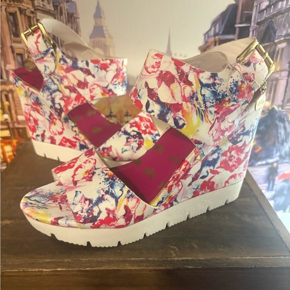 Juicy Couture Floral Wedge Sandals - Picture 1 of 4